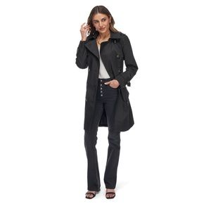 London Fog Double-Breasted Trench Coat with Removable Hood